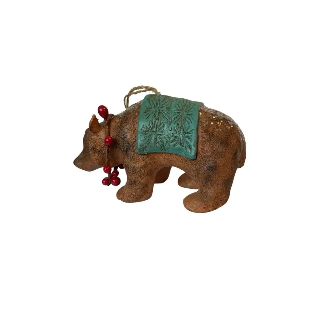 Midwest-CBK Lodge Bear with Blanket‎ Christmas Ornament Resin
